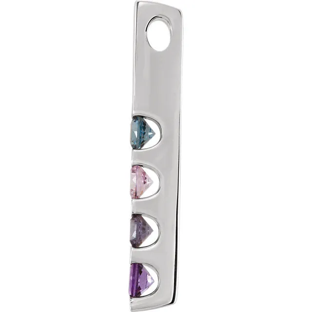 Vertical Bar Family Birthstone Pendant Necklace