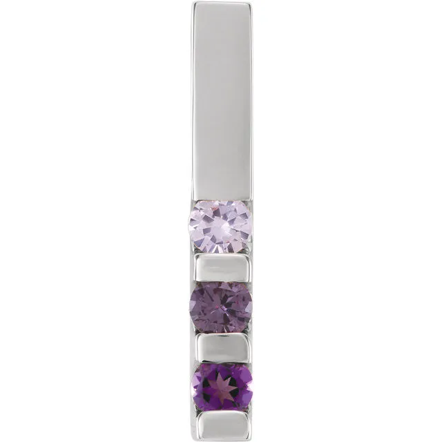 Vertical Bar Family Birthstone Pendant Necklace