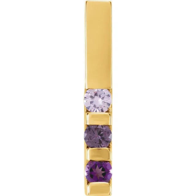 Vertical Bar Family Birthstone Pendant Necklace