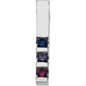 Vertical Bar Family Birthstone Pendant Necklace