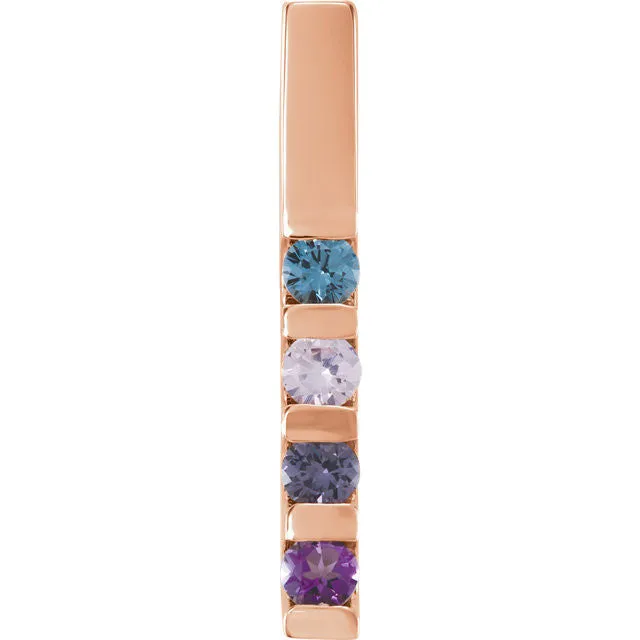 Vertical Bar Family Birthstone Pendant Necklace