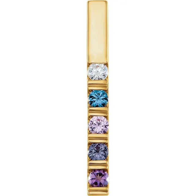 Vertical Bar Family Birthstone Pendant Necklace