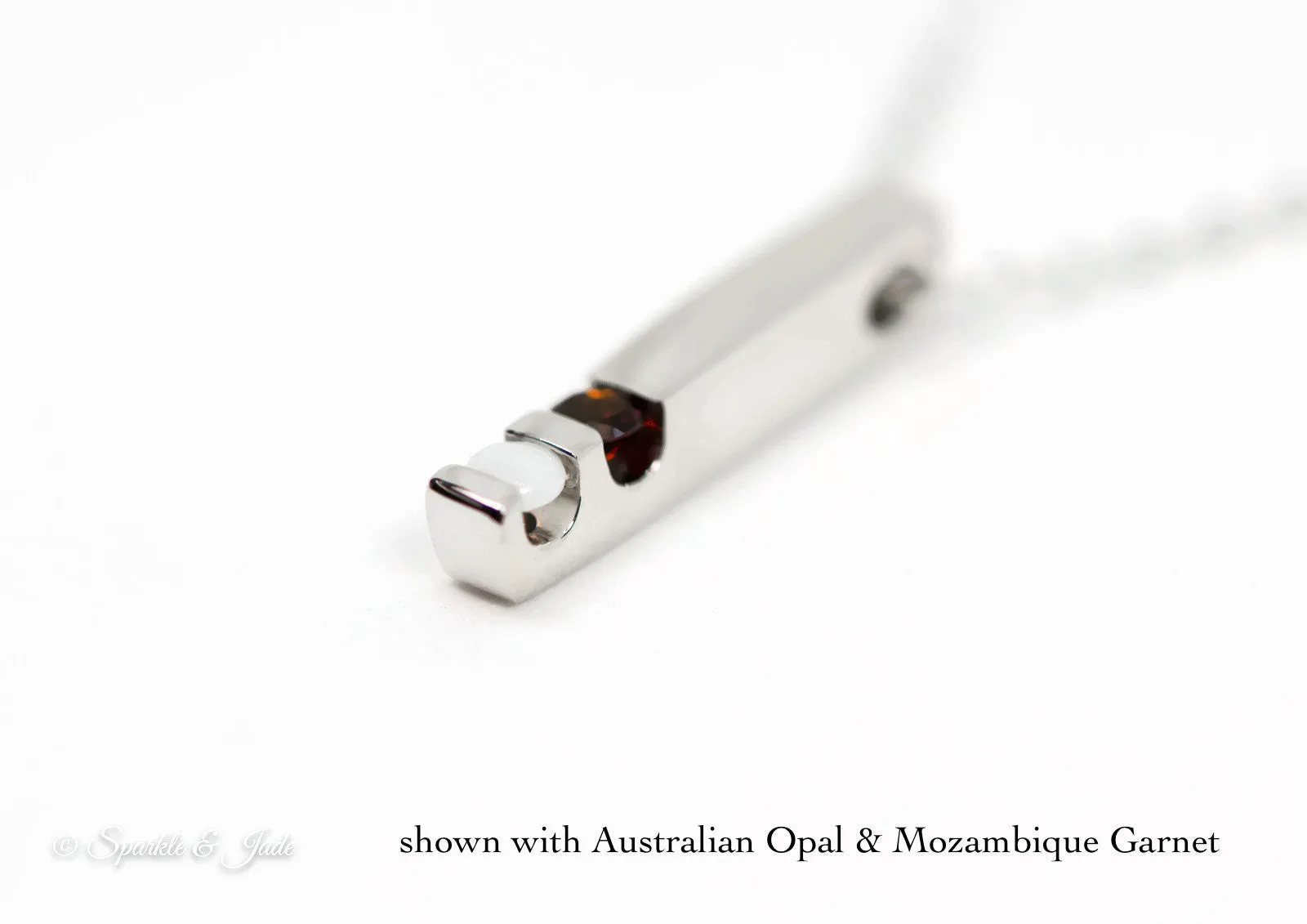Vertical Bar Family Birthstone Pendant Necklace