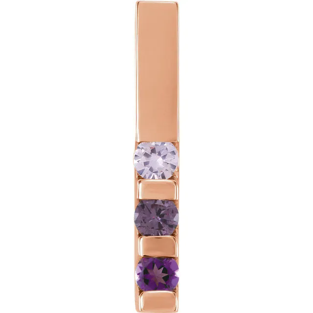 Vertical Bar Family Birthstone Pendant Necklace