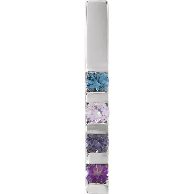 Vertical Bar Family Birthstone Pendant Necklace