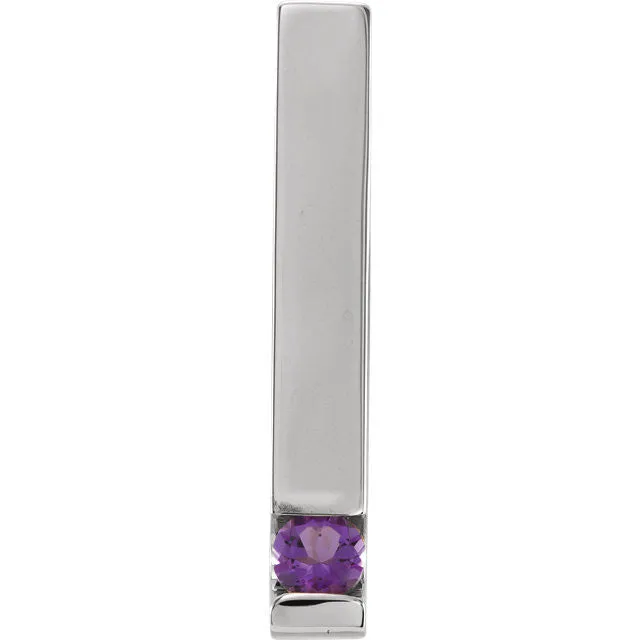 Vertical Bar Family Birthstone Pendant Necklace
