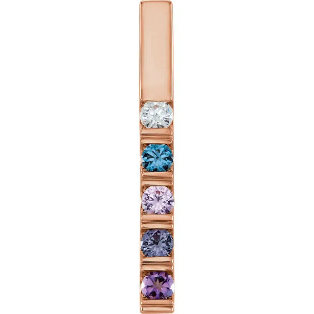 Vertical Bar Family Birthstone Pendant Necklace