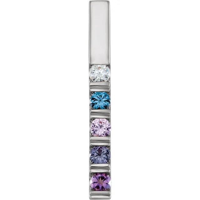 Vertical Bar Family Birthstone Pendant Necklace