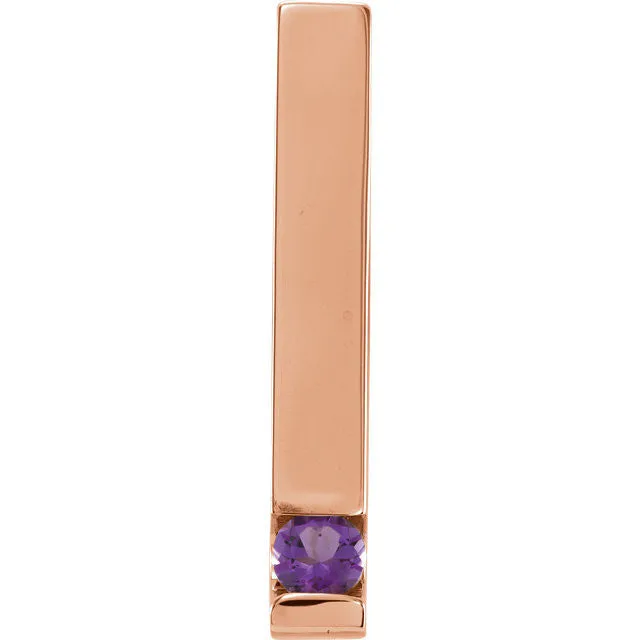 Vertical Bar Family Birthstone Pendant Necklace