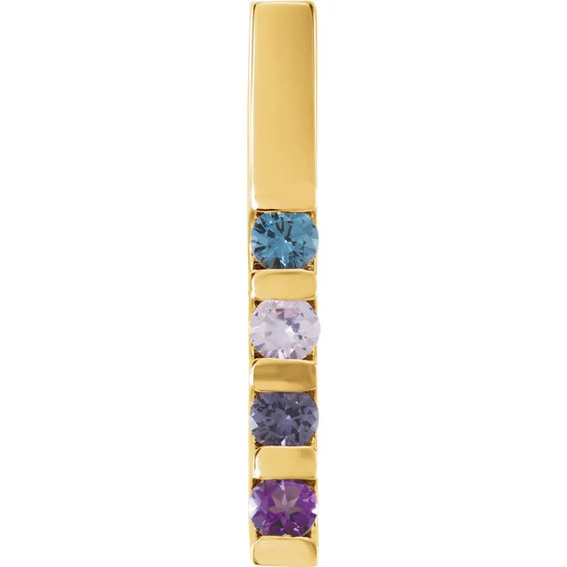 Vertical Bar Family Birthstone Pendant Necklace