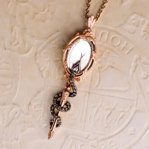 Victorian Diamond Snake & Hand-Mirror Pendant