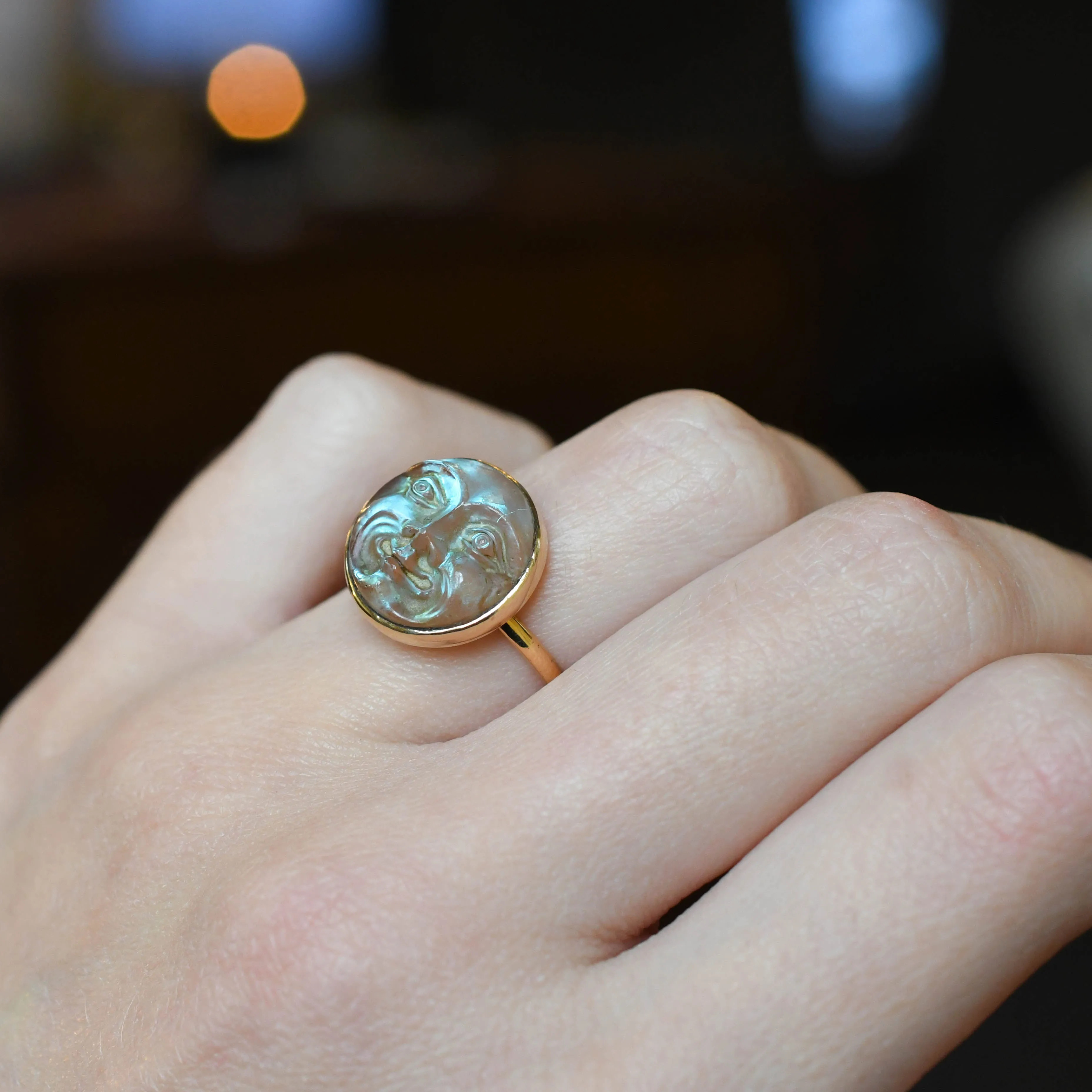 Victorian "Man in the Moon" Saphiret Ring