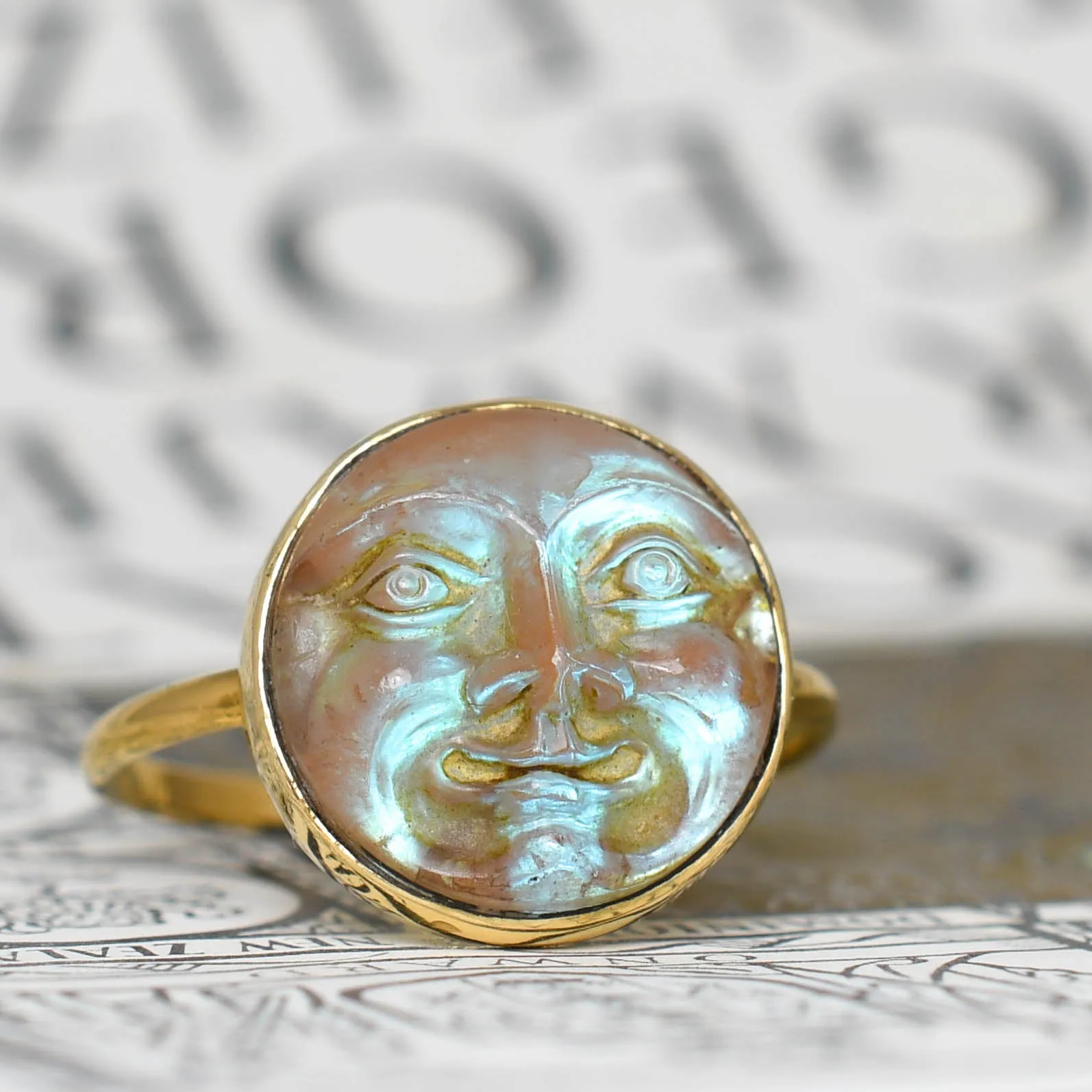 Victorian "Man in the Moon" Saphiret Ring