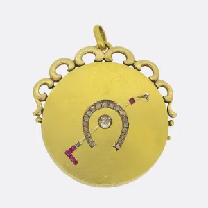 Victorian Ruby and Diamond Horseshoe and Riding Crop Locket