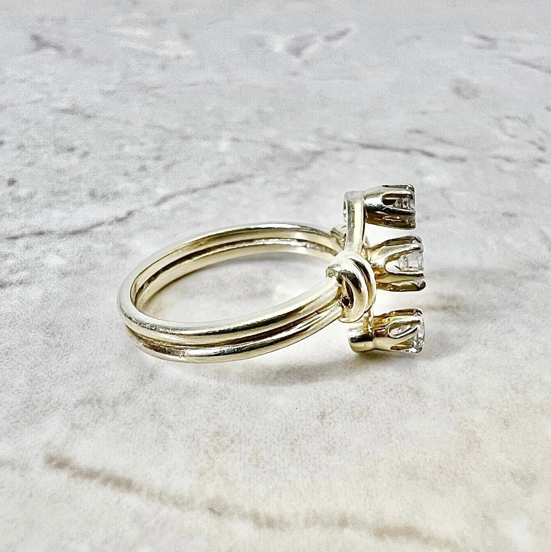 Vintage 14 Karat Yellow Gold 0.40 Carat Diamond Three-Stone Ring