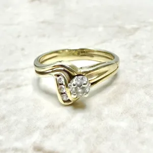 Vintage 14 Karat Yellow Gold Diamond Engagement Ring Set