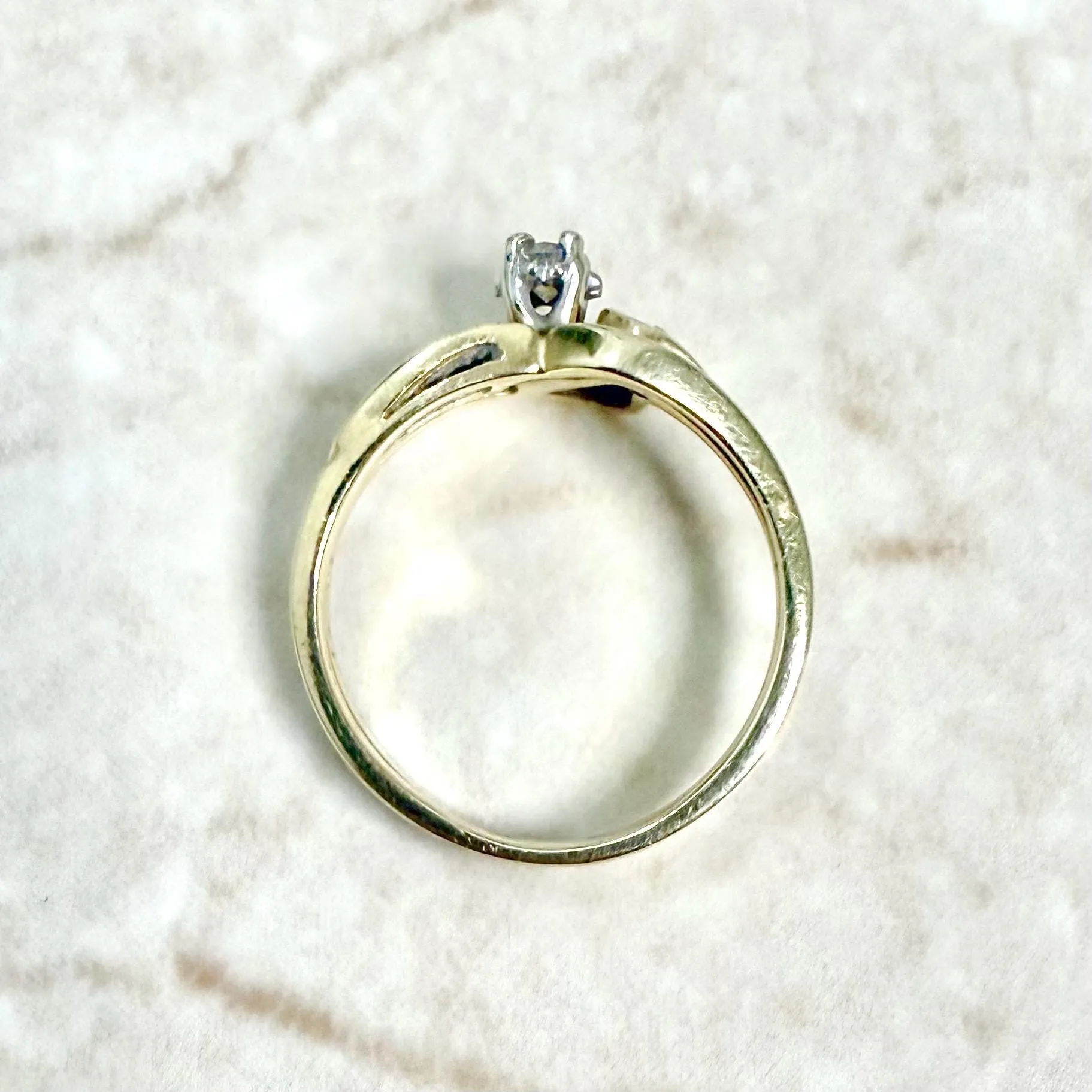 Vintage 14 Karat Yellow Gold Diamond Engagement Ring Set