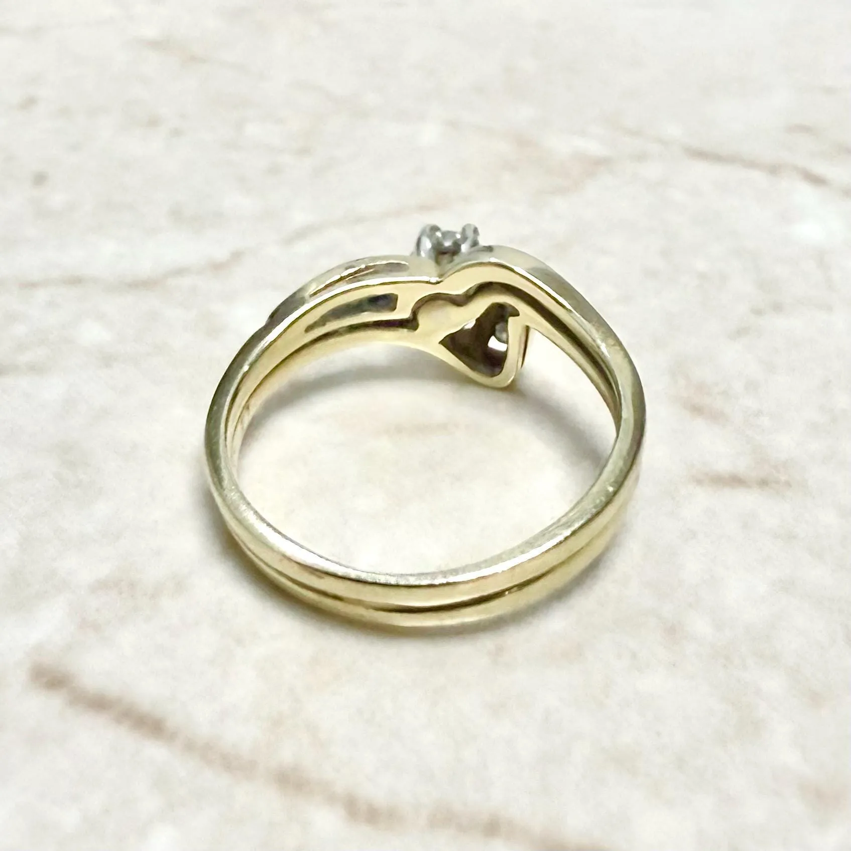 Vintage 14 Karat Yellow Gold Diamond Engagement Ring Set