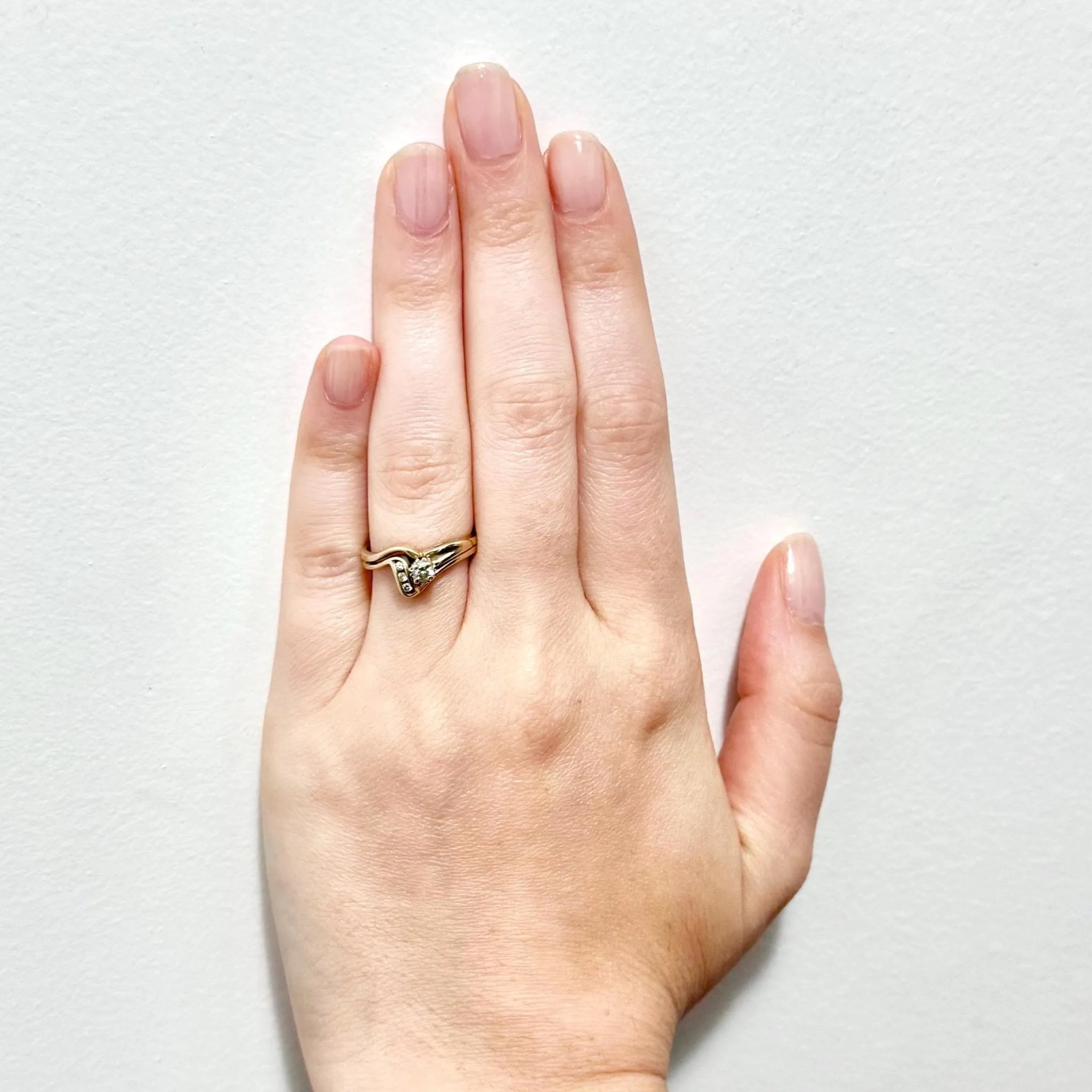 Vintage 14 Karat Yellow Gold Diamond Engagement Ring Set