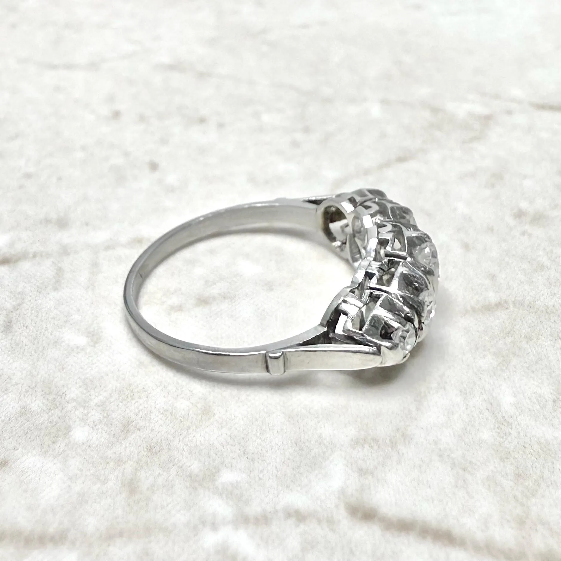 Vintage 1940’s Platinum 0.75 Carat Diamond 5-Stone Ring