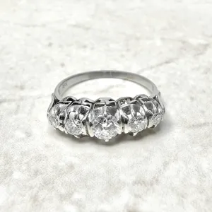 Vintage 1940’s Platinum 0.75 Carat Diamond 5-Stone Ring