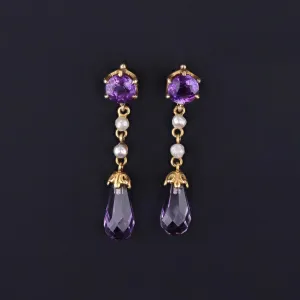 Vintage Amethyst Earrings of 14k Gold