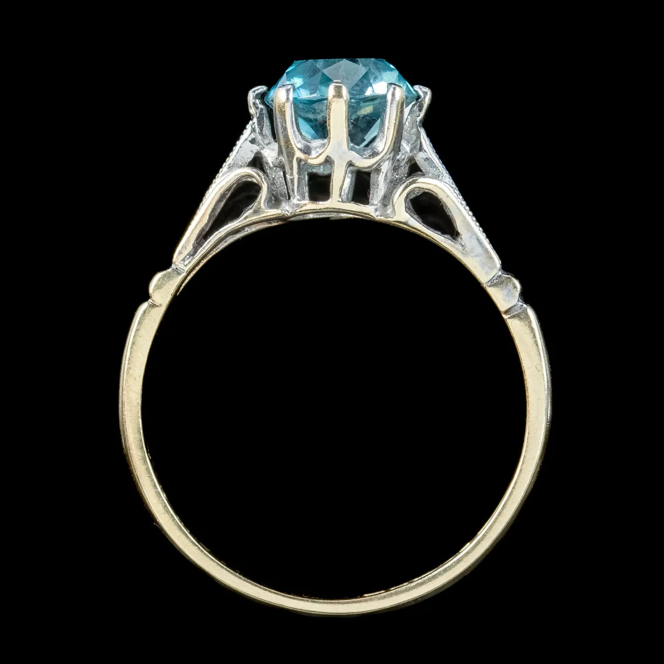 Vintage Blue Zircon Solitaire Ring 1.2ct Zircon Dated 1962