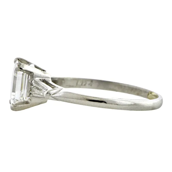 Vintage Diamond Engagement Ring, Emerald Cut 1.22ct.