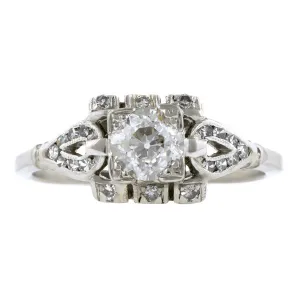 Vintage Diamond Engagement Ring, Old Euro 0.50ct