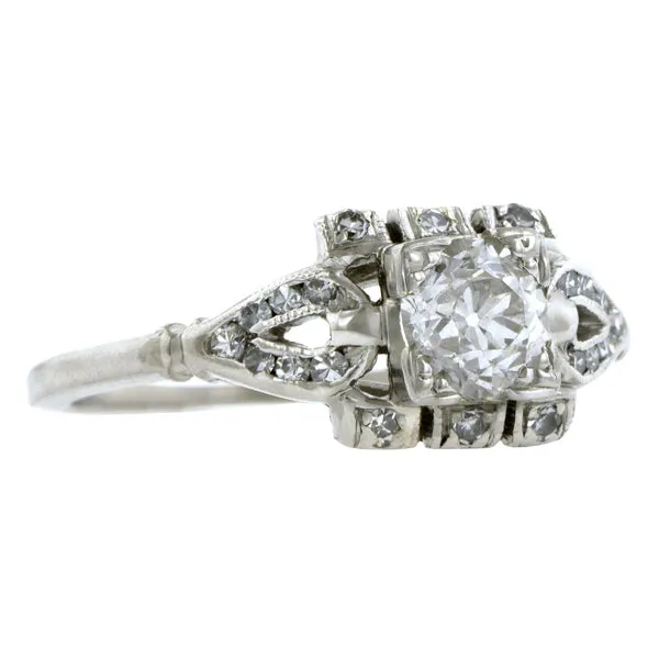 Vintage Diamond Engagement Ring, Old Euro 0.50ct