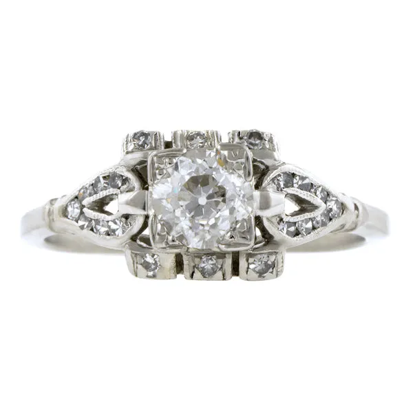 Vintage Diamond Engagement Ring, Old Euro 0.50ct