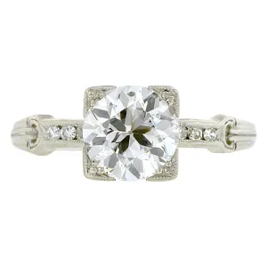 Vintage Diamond Engagement Ring, Old Euro 1.68ct