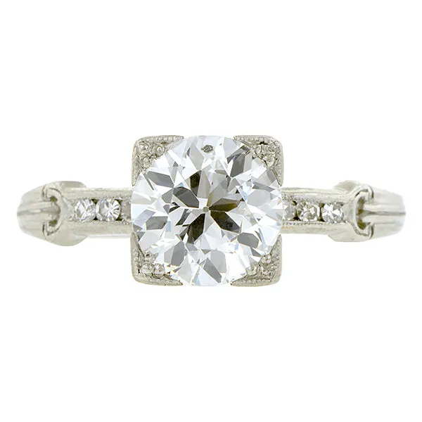 Vintage Diamond Engagement Ring, Old Euro 1.68ct