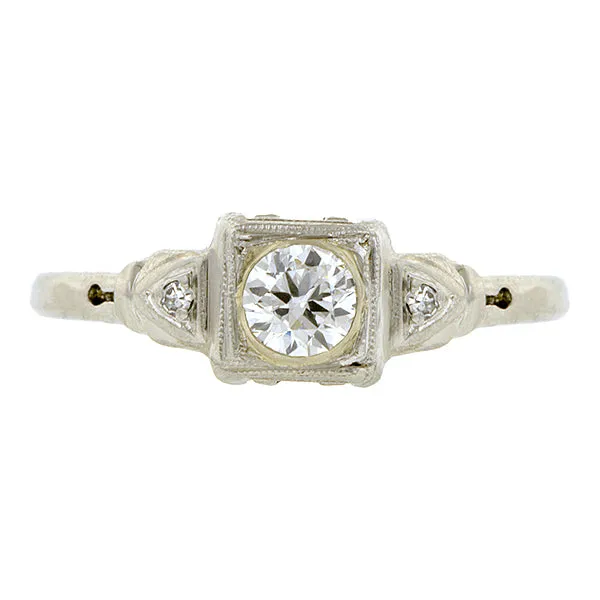 Vintage Diamond Engagement Ring, RBC 0.27ct