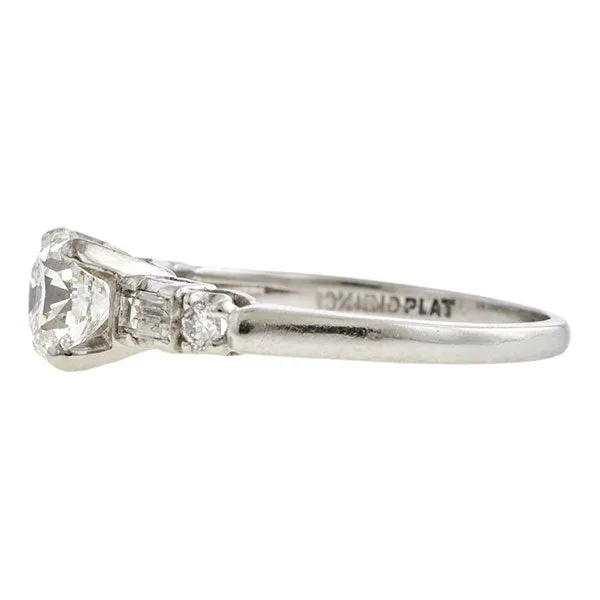 Vintage Engagement Ring, Round Brilliant cut 1.06ct