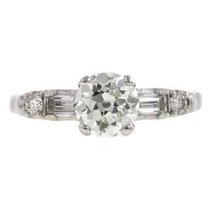 Vintage Engagement Ring, Round Brilliant cut 1.06ct