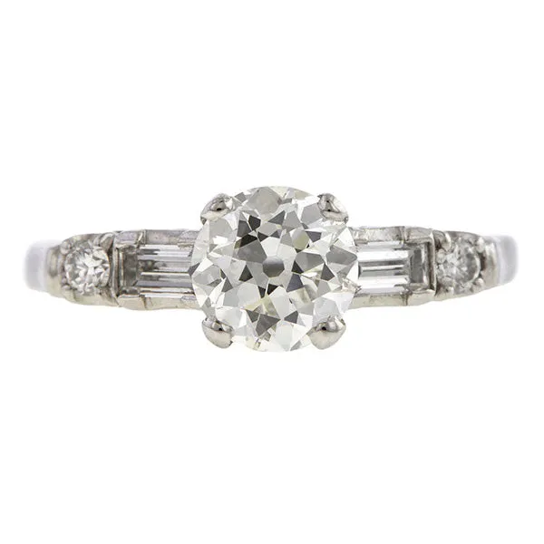 Vintage Engagement Ring, Round Brilliant cut 1.06ct