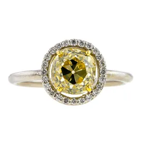 Vintage Fancy Yellow Diamond Ring, 1.88ct Old Mine Cut