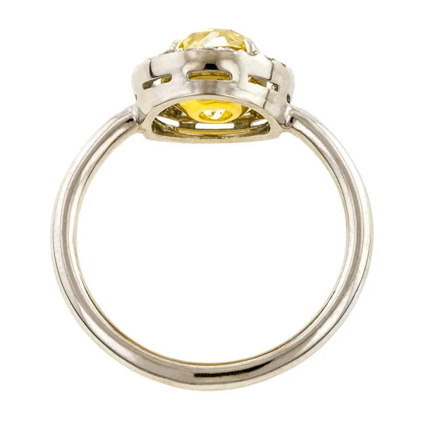 Vintage Fancy Yellow Diamond Ring, 1.88ct Old Mine Cut