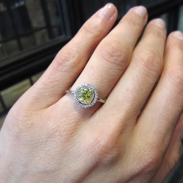 Vintage Fancy Yellow Diamond Ring, 1.88ct Old Mine Cut