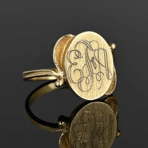 Vintage Gold EAF Initial Signet Ring