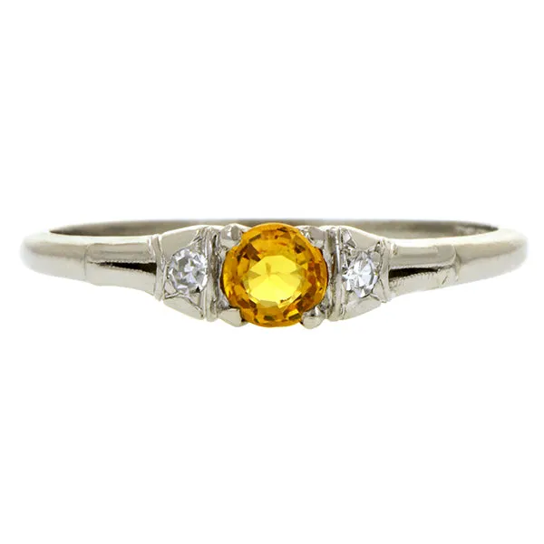 Vintage Golden Sapphire and Diamond Ring, 0.30ct