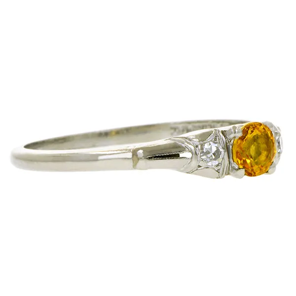 Vintage Golden Sapphire and Diamond Ring, 0.30ct