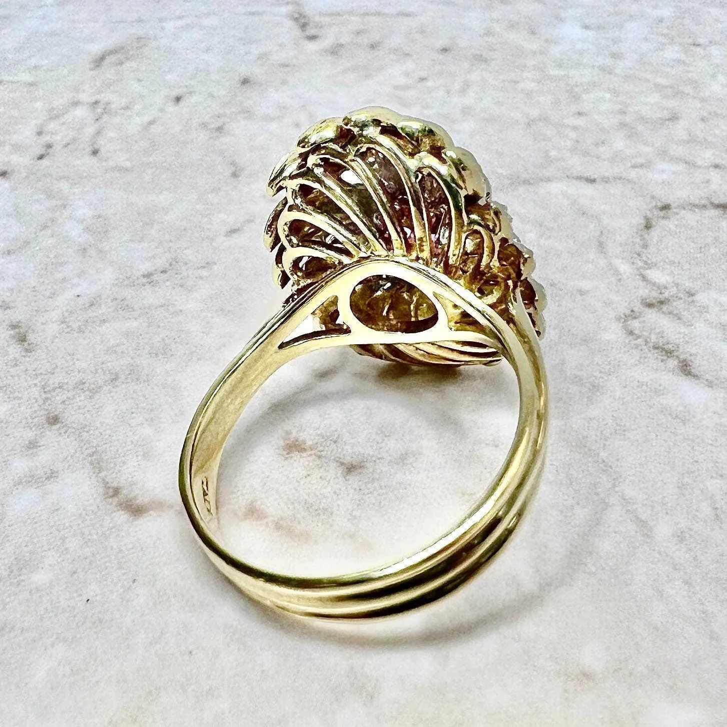 Vintage Italian 18 Karat Two-Tone Gold Ruby & Diamond Cocktail Ring