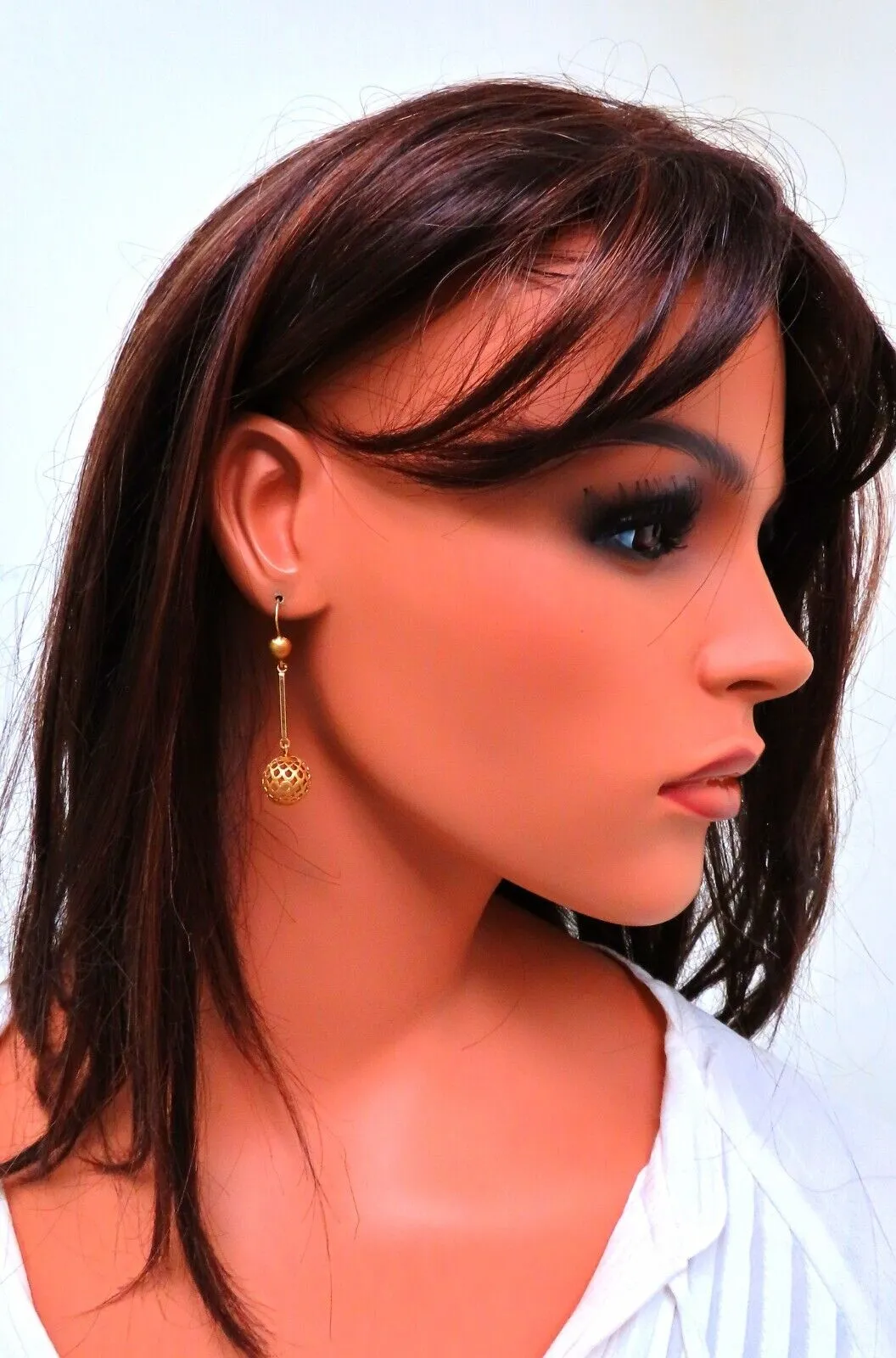 Vintage Mediterranean Deco Gold Ball Dangle Earrings 18kt Gold