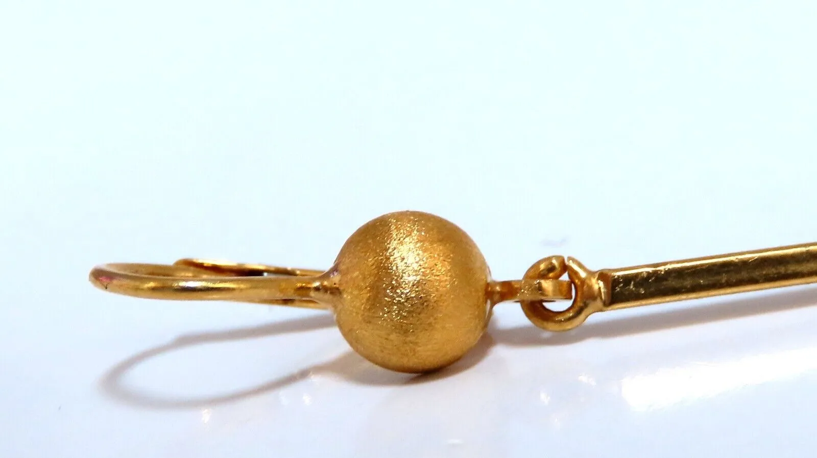 Vintage Mediterranean Deco Gold Ball Dangle Earrings 18kt Gold