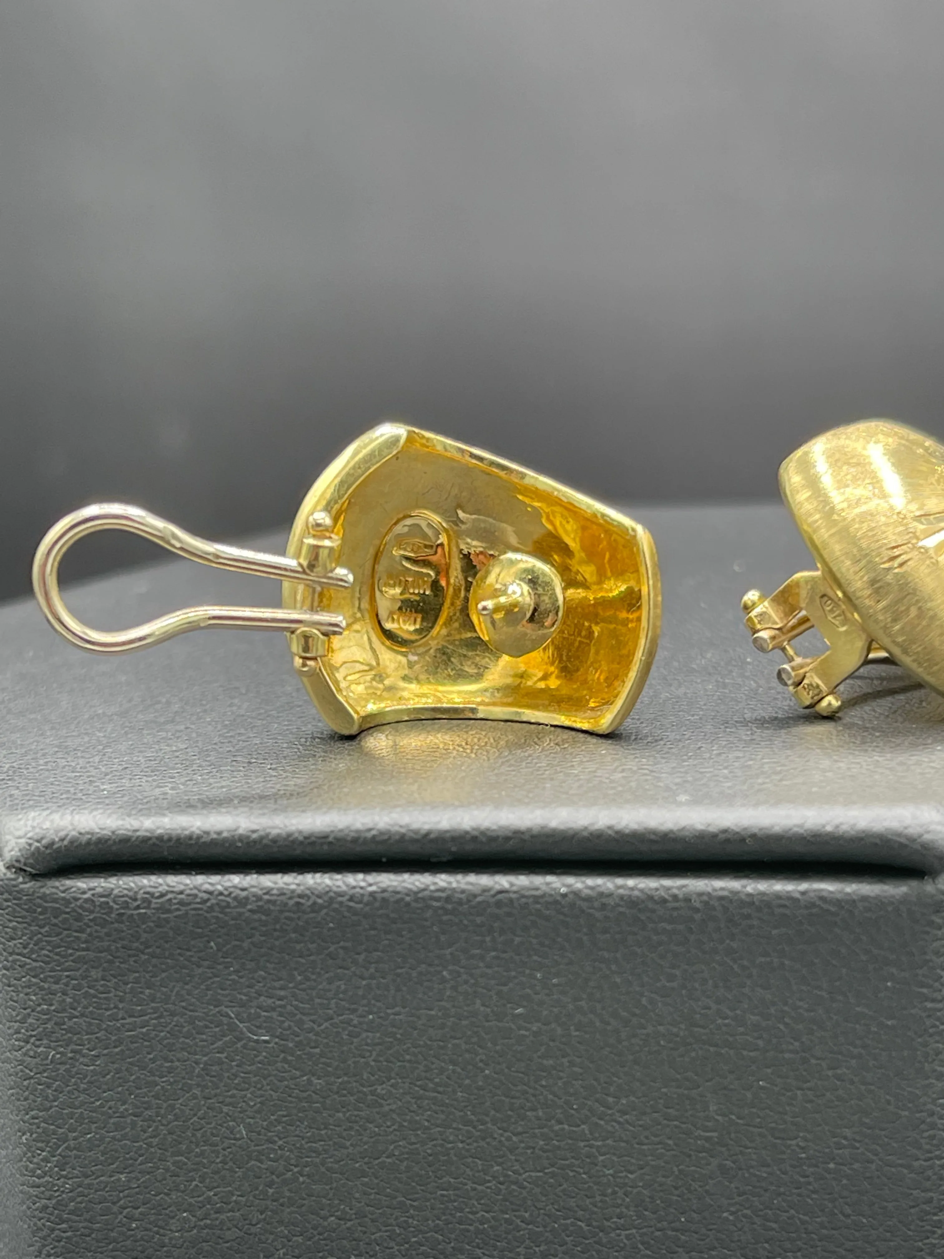 Vintage Milor Solid 18k Yellow   White Gold Earrings