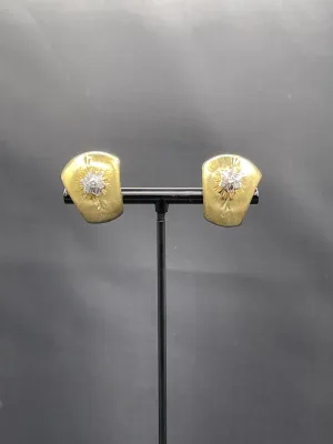 Vintage Milor Solid 18k Yellow   White Gold Earrings