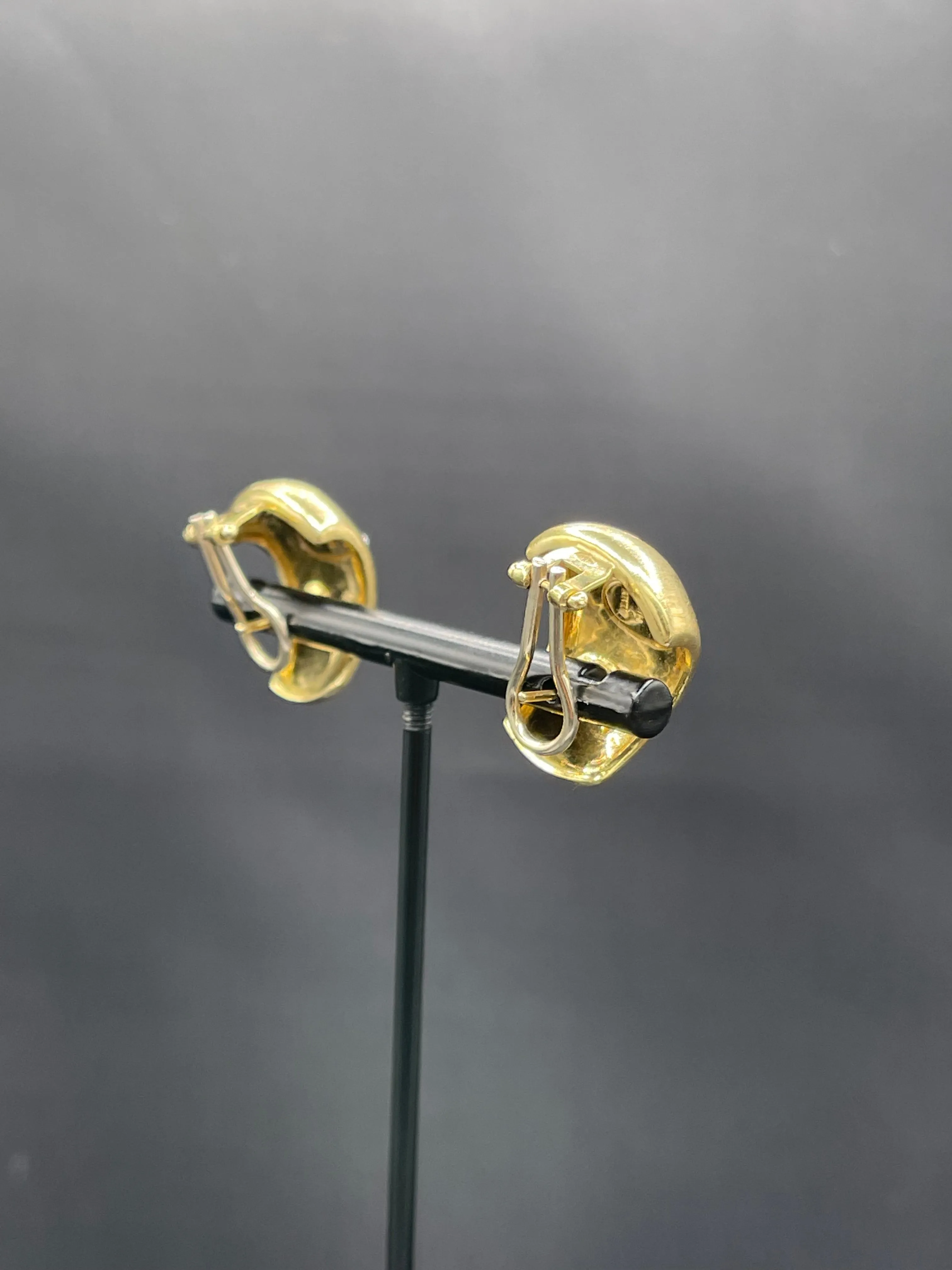 Vintage Milor Solid 18k Yellow   White Gold Earrings