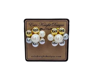 Vintage Pearl Cluster Earrings